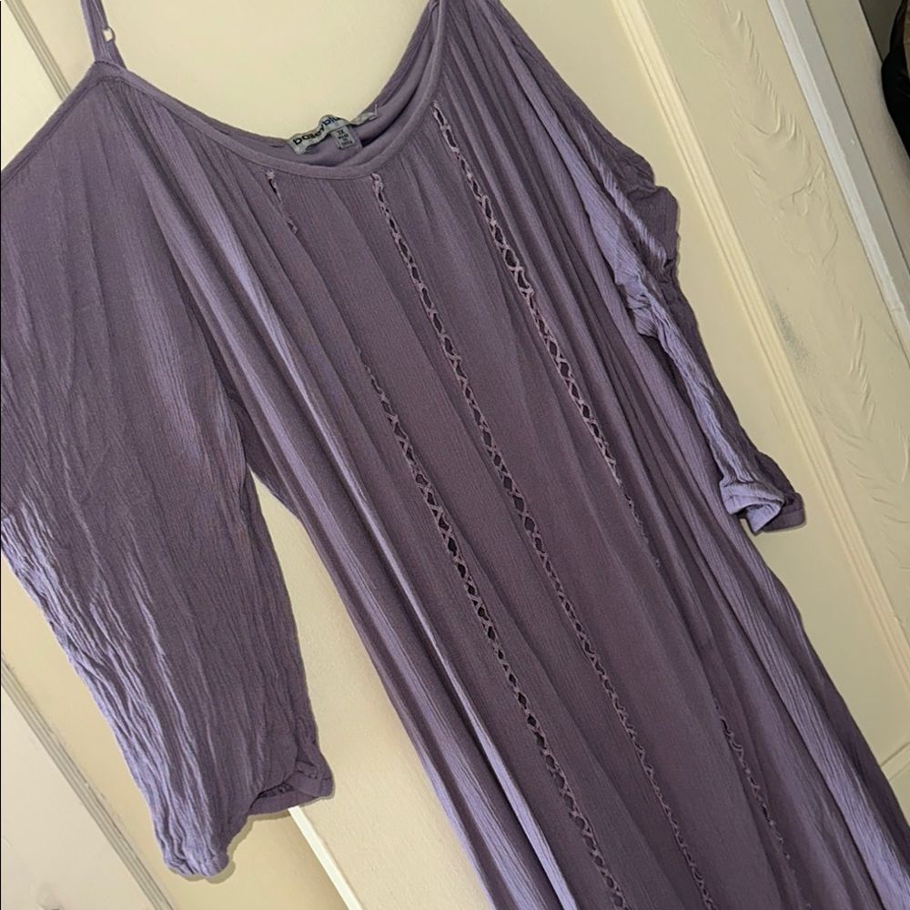 Lavender Boho Crochet-Trim dress/tunic blouse